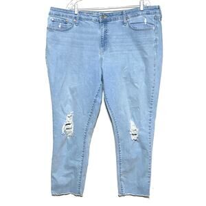 Levis Denizen Mid Rise Boyfriend Jeans Distressed Raw Hem Stretch Women Plus 22W